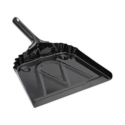 Boardwalk 04212EA 12'' Wide Metal Dust Pan w/ 2'' Handle - Black New