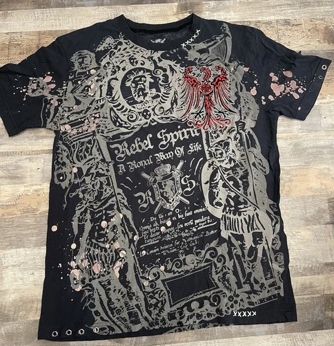 Rebel Spirit Men's Double-Sided Graphic Crew Neck T-Shirt XL Vintage vintage concert t-shirt, vintage, size XL, single stitch, B+ condition