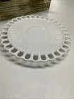 Vintage white milk glass cakestand reticulated "Old Colony" scalloped edge 10 In