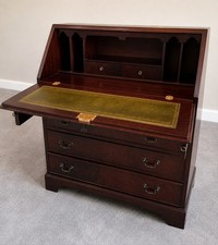 Vintage Mid-Century Mahogany Secretary Writing Desk Bureau with Key And Drawers