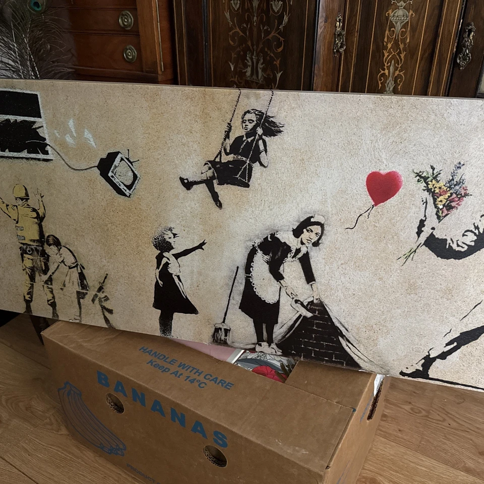 Banksy Wall Art Collage Canvas Print XL - Image 3 of 4
