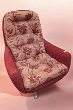 Mid Century Bucket Swivel Armchair  Recovered In A Lovely Period Soft Brocate.