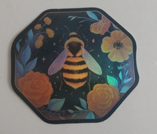 Bumble Bee Among Flowers Reflective Sticker 1.78