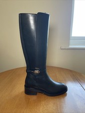 Image of Dune London Women's Black Leather Knee High Boots, , Size UK 3.5 EU 36