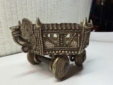 Vintage Brass India Camel Cart Org. Patina Rare Find Collectible