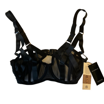 Bluebella Lingerie Karolina Bra Womens Size 34D Black Strappy Underwire Sheer