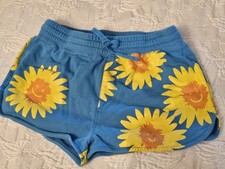 Stella McCartney Kids Sunflower Smiley Face Shorts Blue Yellow Girls Sz 14 yrs