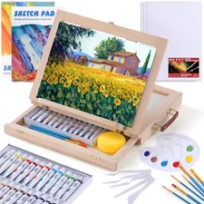 54 Pieces Watercolor Paint Set with Tabletop Easel Stand, Complete Starter Pa...