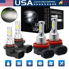 H11 9005 LED Headlight KIT Combo Bulbs 10000K High&Low Beam Super Bright White