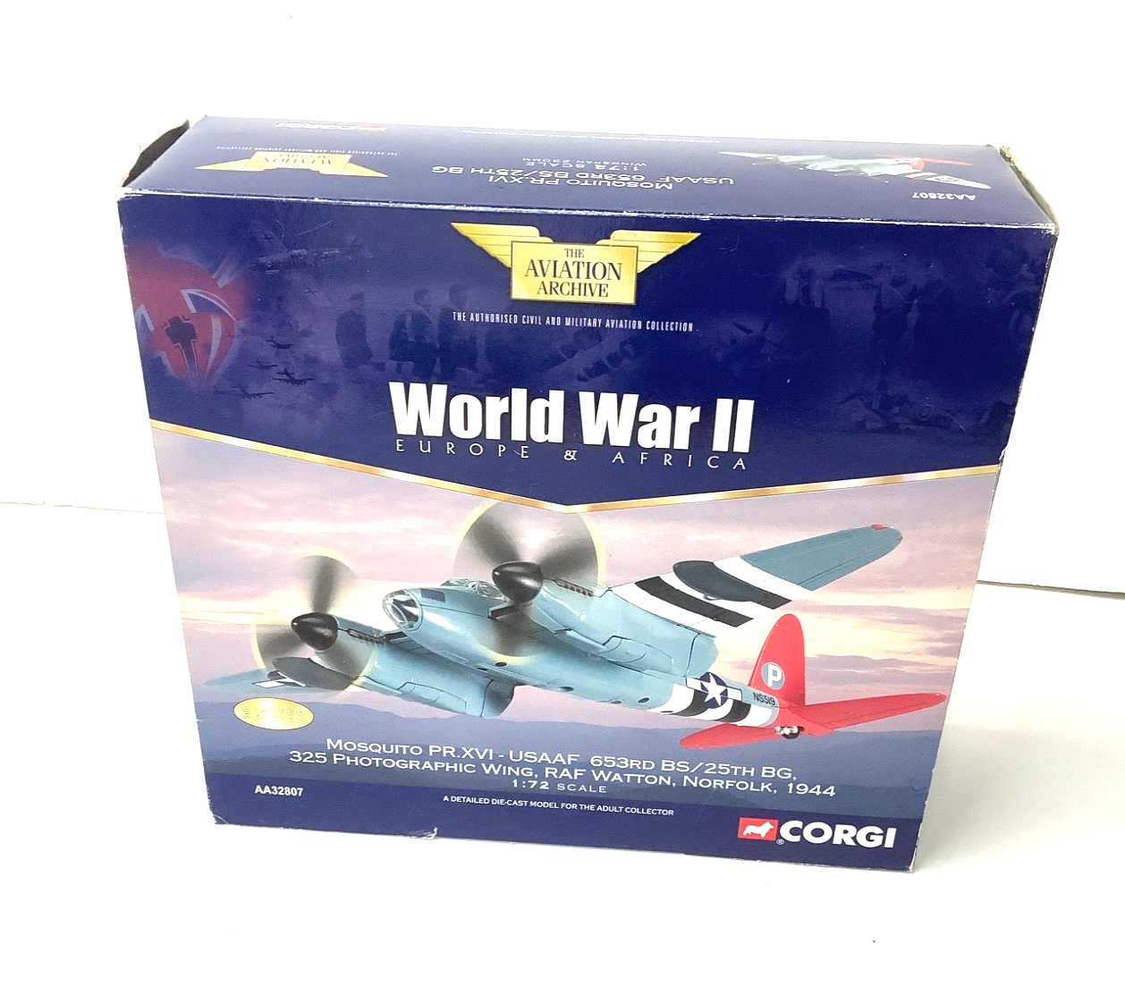 Corgi AA32807 1:72 DH Mosquito PR.XVI  USAAF  653 BS RAF Watton MIB