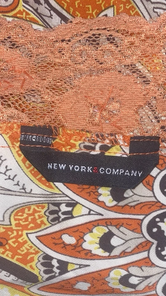 Y2k 90s Women's Orange Floral Lace Babydoll Whimsy Coquette Kawaii Tank Top Sz L - Image 3 of 4