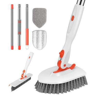 4-in-1 Tile Tub Floor Scrubber with 52-inch Adjustable Long Handle Shower Cle...
