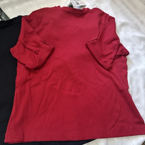 2 Ralph Lauren Jeans Co Women’s Ribbed Short Sleeve Top Black Red 3x NWT - Picture 12 of 13