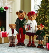 Member's Mark Plush Bear Family Set 4 Christmas Holiday Decorations Decor INHAND