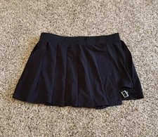NWT Halara Large Breezeful Pleated Adjustable Buckle Quick Dry Black Mini Skort