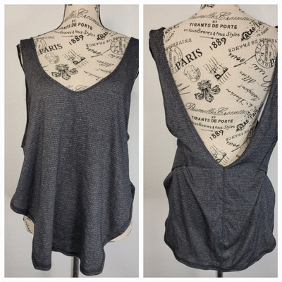Lululemon Sz 6 Semi Loose Tank Top Wash Black  Stripe Loose Fit Womens