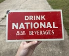 Vintage Original 1950s Drink National High Grade Beverages Tin Metal Adv Sign