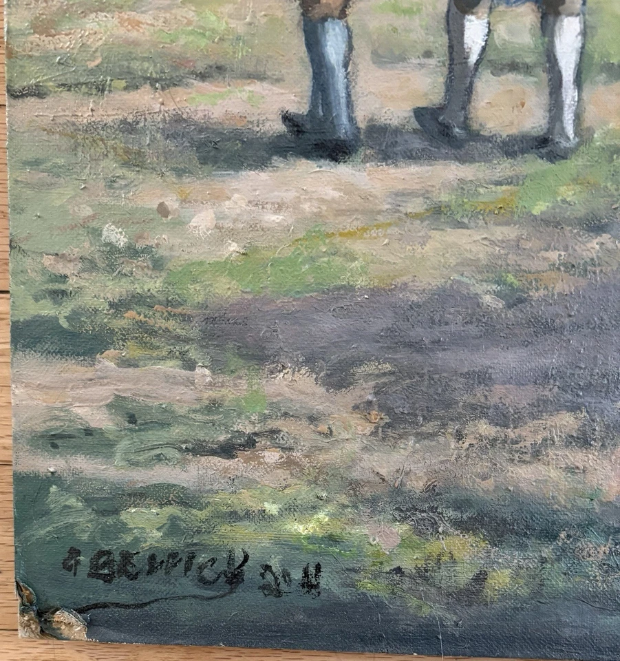 ANDREW BERRICK Excelente Pintura Original Firmada Soldados Coloniales de América ENUMERADA Foto 3 de 4