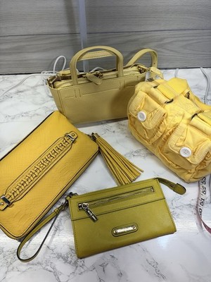 Yellow Purse Bundle. Lot of 4. Multiple Brands Styles and Conditions.