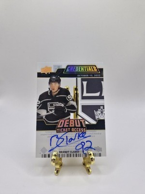 UD Credentials Brandt Clarke LA Kings Debut Ticket Access Clear Cut Auto /99