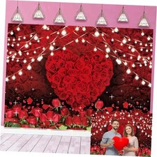 Romantic Red Love Heart Rose Backdrop for Valentine's Day 6x4FT: 72x48 inch