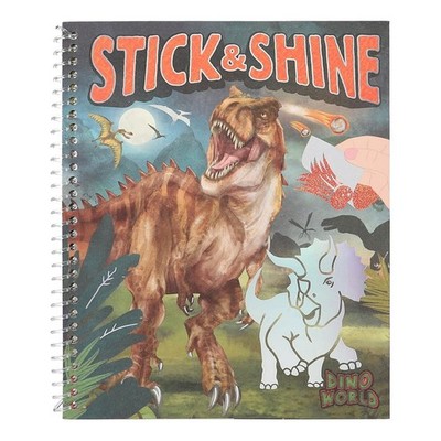Depesche 12473 Dino World Colouring Book Stick & Shine, 24 Pages with Great Dino
