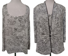 2X ALEX Evenings 2-pc Jacket Top Silver Glitter Paisley Evening Cocktail Party