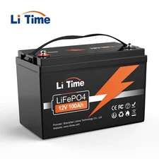 LiTime 12V 100Ah Deep Cycle LiFePO4 Lithium Battery for RV Trailer Marine Solar