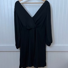 Banana Republic Black Babydoll Gothic Draped V-Neck Sheath Dress NWT Women's 10