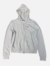 50 Reebok Women's Light Gray French Terry Zip Up Front Hoodie Size S