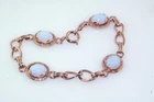 1950's 60's Vtg White Opaline Milk Glass Cab Gold Plated Filled Bracelet