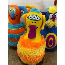 Melissa Doug 7 pc complete fuzzy monster bowling pals soft plush with bag