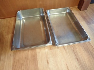 2 Stainless Steel Pans 20.75'' x 12.75'' VOLLRATH 8.3 qts/BLOOMFIELD 14.5 qts