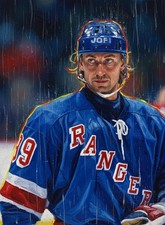 Wayne Gretzky NY Rangers Grailpop Oil Painting Art Card Artist Signed 1/30