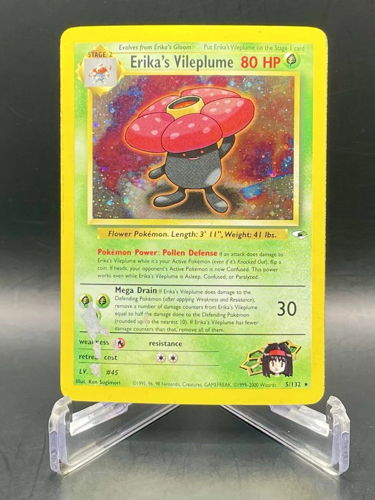 Erika's Vileplume 5/132 Gym Heroes (2000) Vintage Holo WOTC Pokemon Card DMG