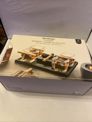 Brookstone Classic Whiskey Zigarrenglas Set Brandneu Versiegelt