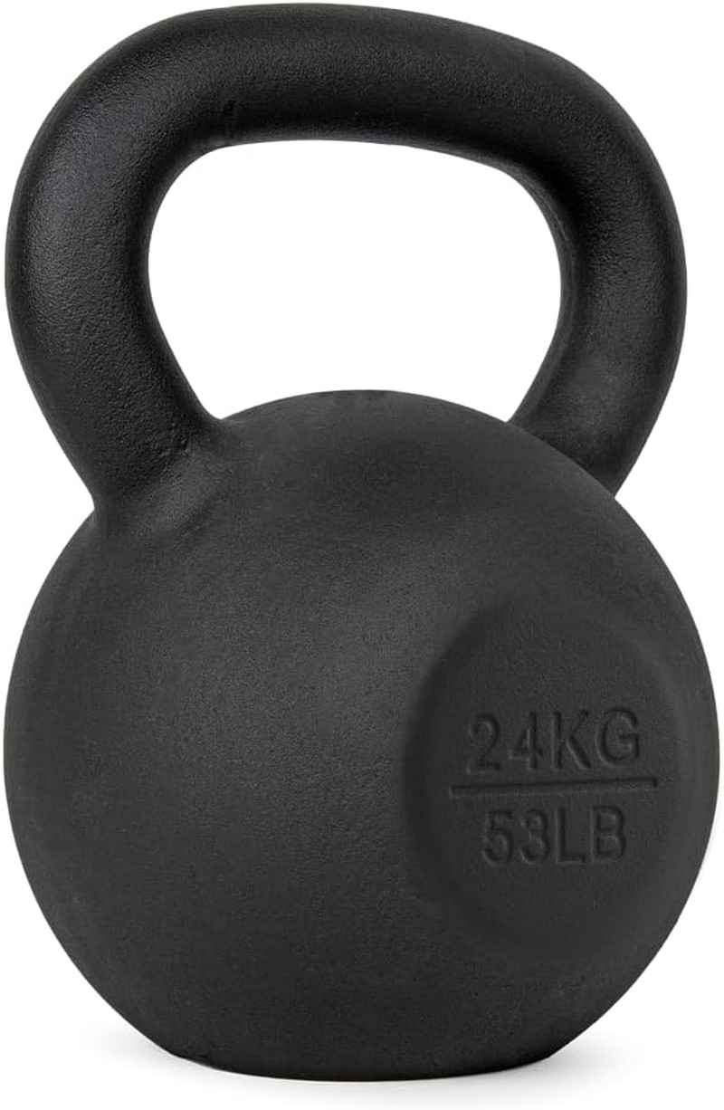 Kettle bell 24 kg en fonte noire pour entraînement de force et musculation fonctionnelle