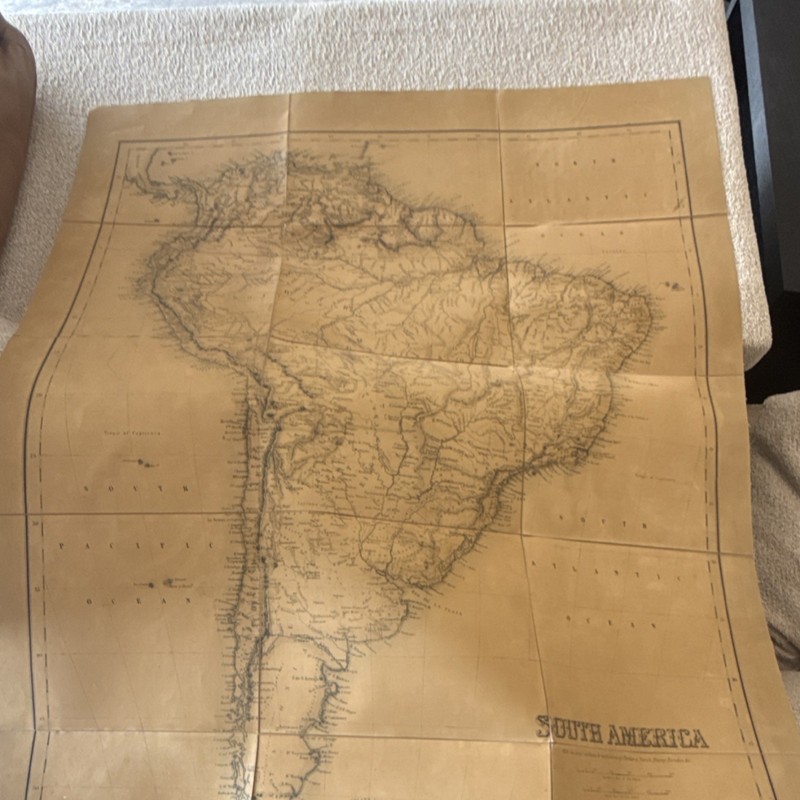 The Great Map of South America 1880 Physical Sheet Map Colombia Ecuador