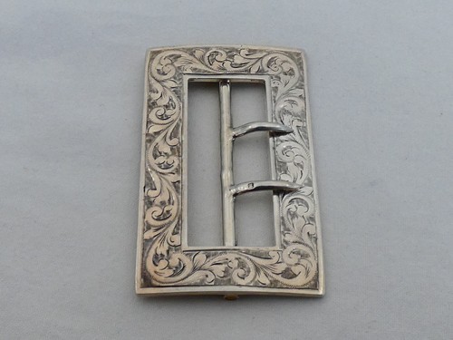Estate Sterling Silver Antique English Fancy Belt Buckle QA-20