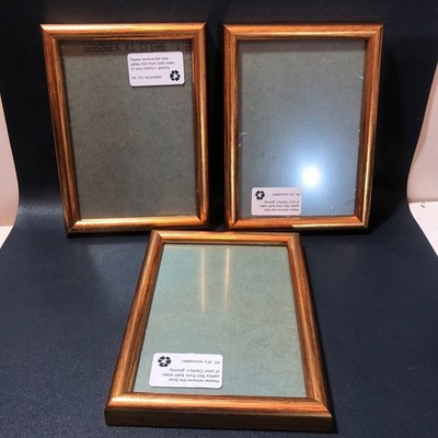 Rahmen 3er Set Vintage Gold Holzoptik Foto Rechteckig Mid Century Stil