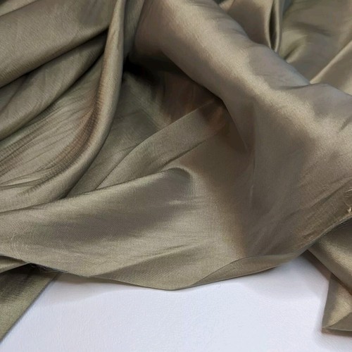 SAGE OLIVE GREEN w/ GOLD UNDERTONE FAUX SILK POLY DUPIONI FABRIC 58" - 5+ Yards