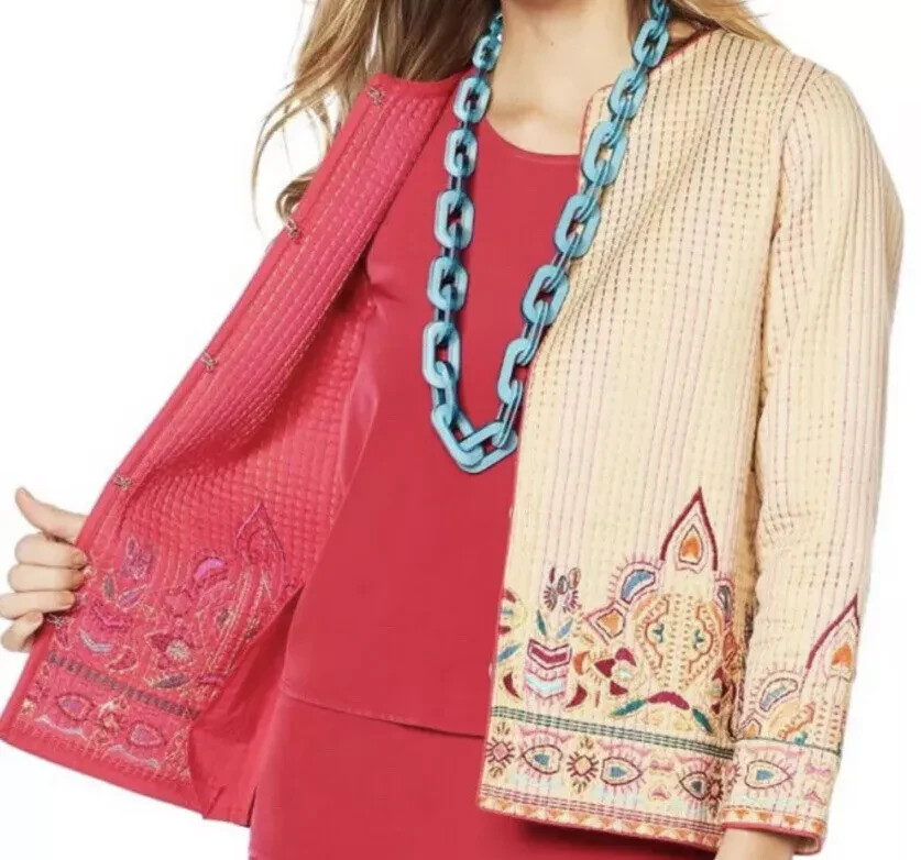 Rara Avis by Iris Apfel Embroidered Long Sleeve Short Jacket Sz XS Excellent