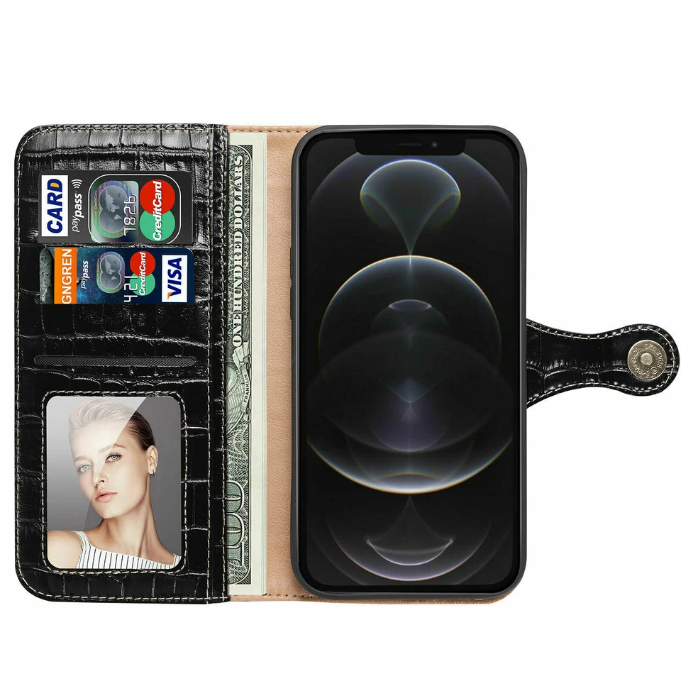 Leather Crocodile Pattern Wallet Phone Case For iPhone 11 12 13 Pro Max XR X 7 8 - Image 3 of 4