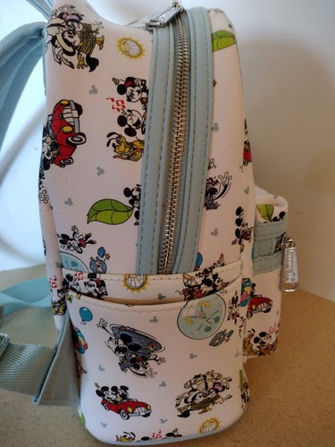 LOUNGEFLY Disney Parks Mickey Minnie & Friends Mini White & Lt Blue Backpack NEW - Picture 5 of 7