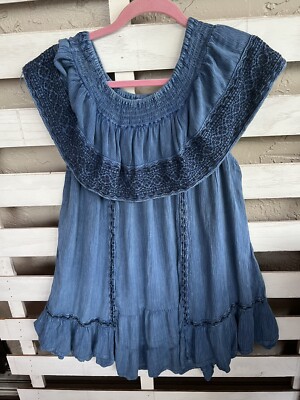 Muche  Of Muchette Blue Off-Shoulder Cinched Women Dress One Size Romantic.