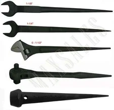 16" ADJUSTABLE SPUD WRENCH & DUAL RATCHET SPUD & 2-PC IRON WORKER & 10" BULL PIN