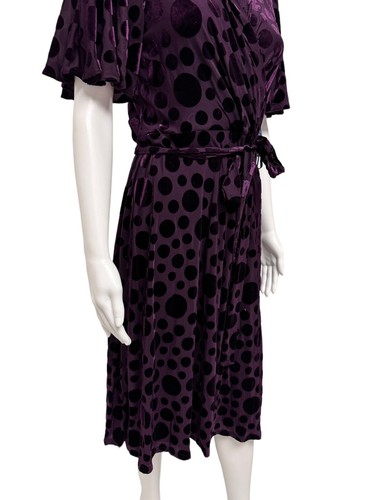 Calvin Klein Womens Velvet Spotted Polka Dot Dress Purple short sleeve Size 14 - Picture 13 of 13