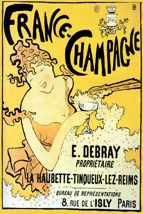 FRANCE CHAMPAGNE E. DEBRAY WOMAN COUPE GLASS BUBBLES PARIS VINTAGE