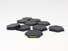 Battletech 30mm Hex Bases x10 with Hazard Stripes