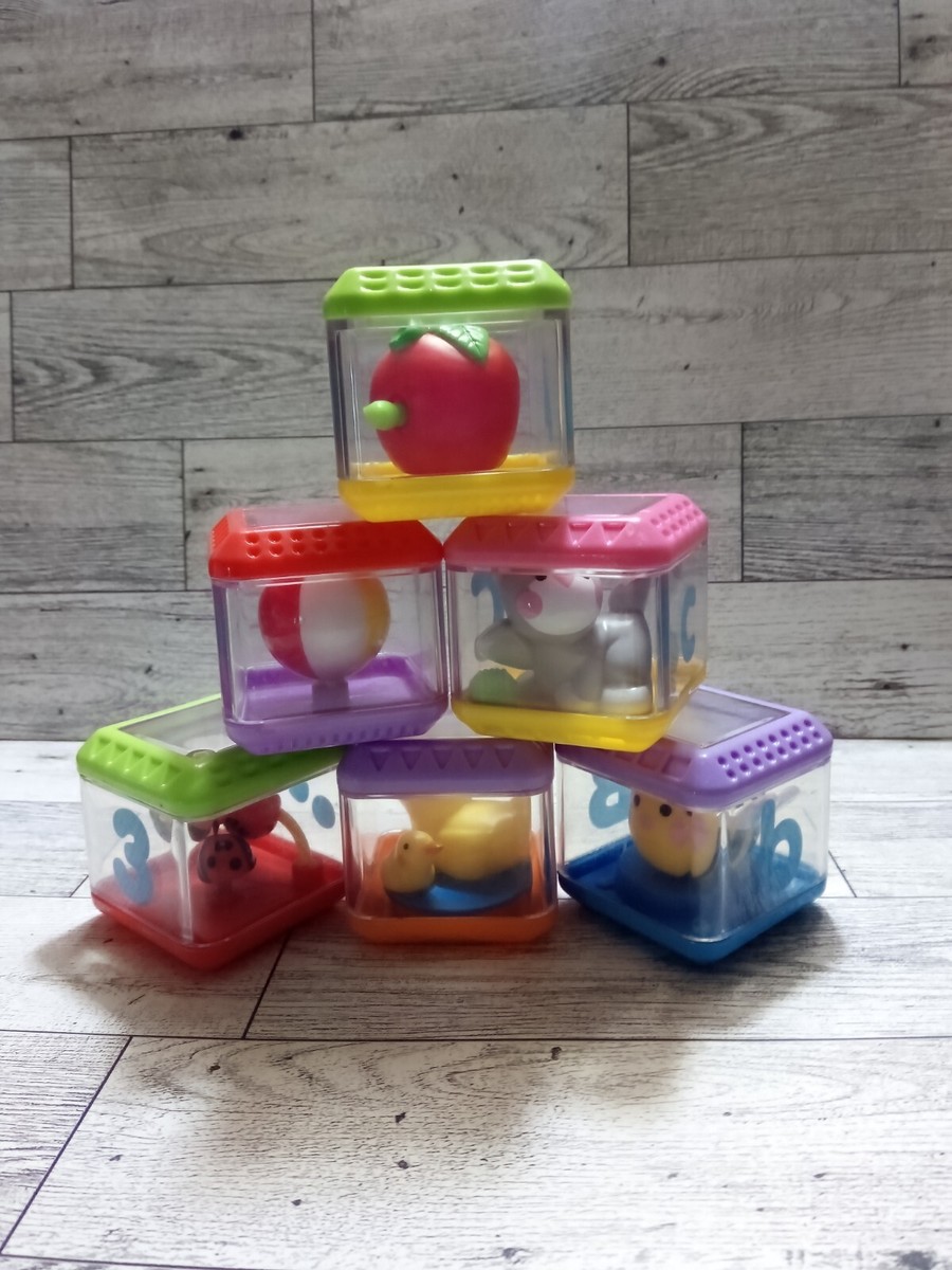 6 Fisher Price Peek A Boo Blocks bee lady bug ball cat duck vtg